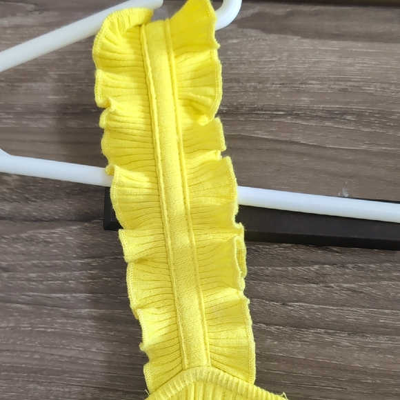 Yellow Ribbed Bodysuit with Ruffle Straps - Picture 2 of 4